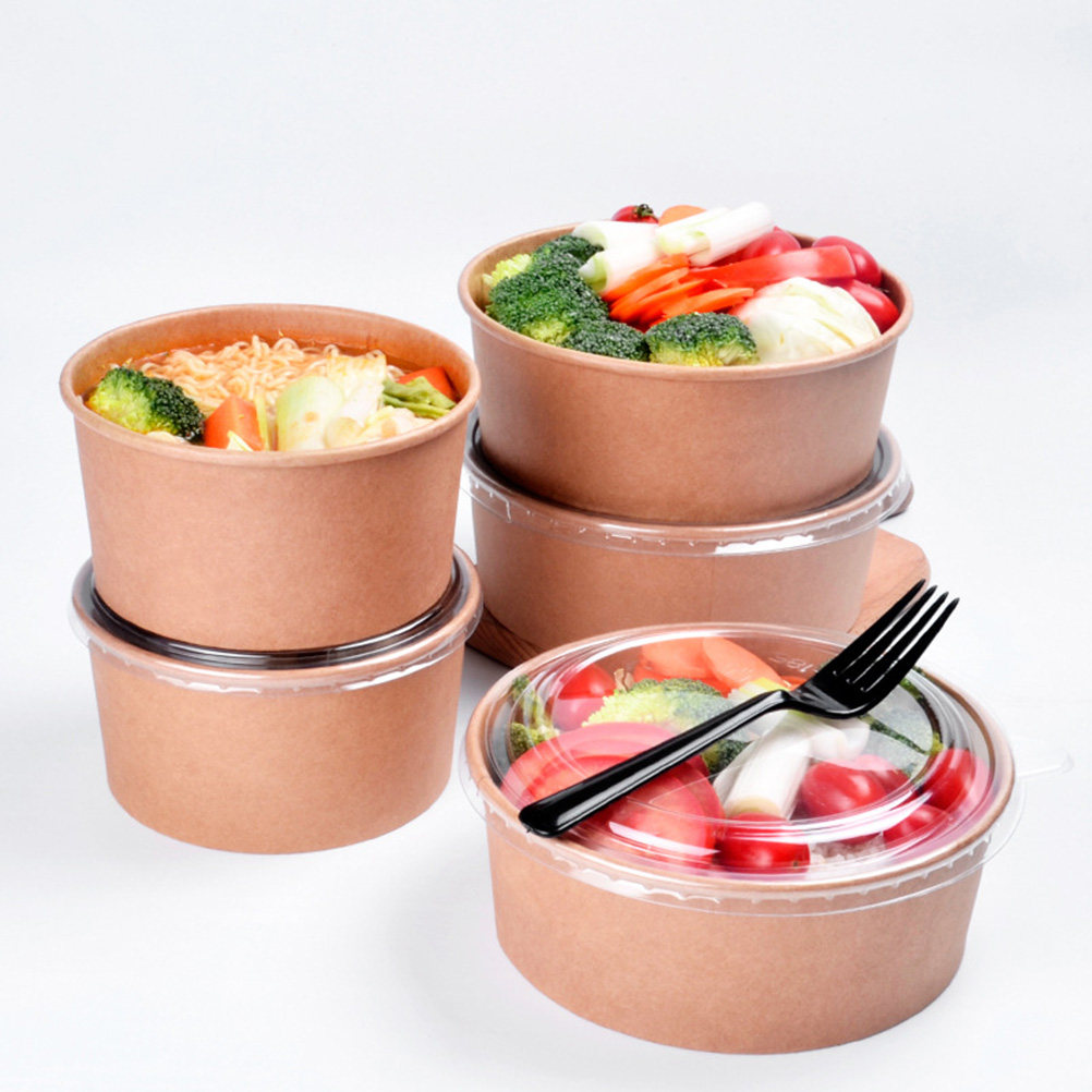 Meal Prep Usa - 20 adet Kraft Kağıt Kase Kapaklı