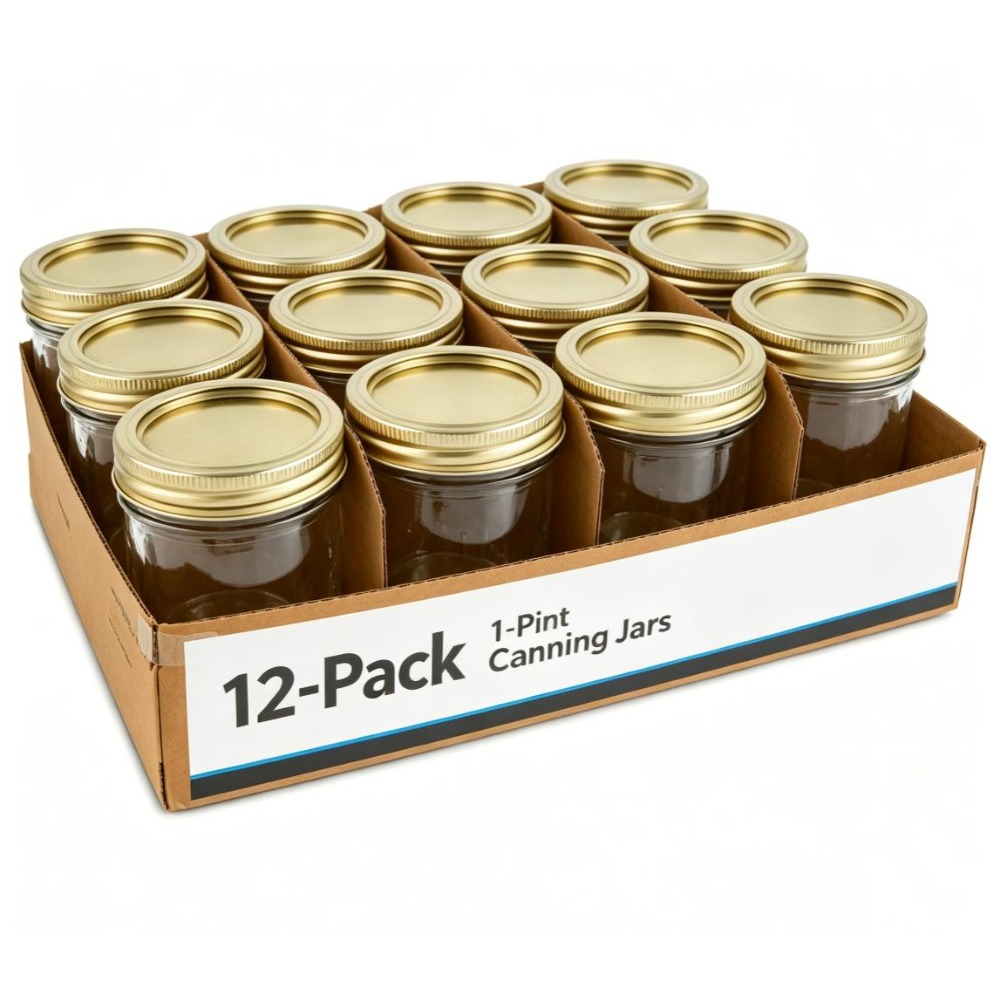 Meal Prep Jars With Lids - 12'li Paket 16oz Geniş Ağızlı Cam