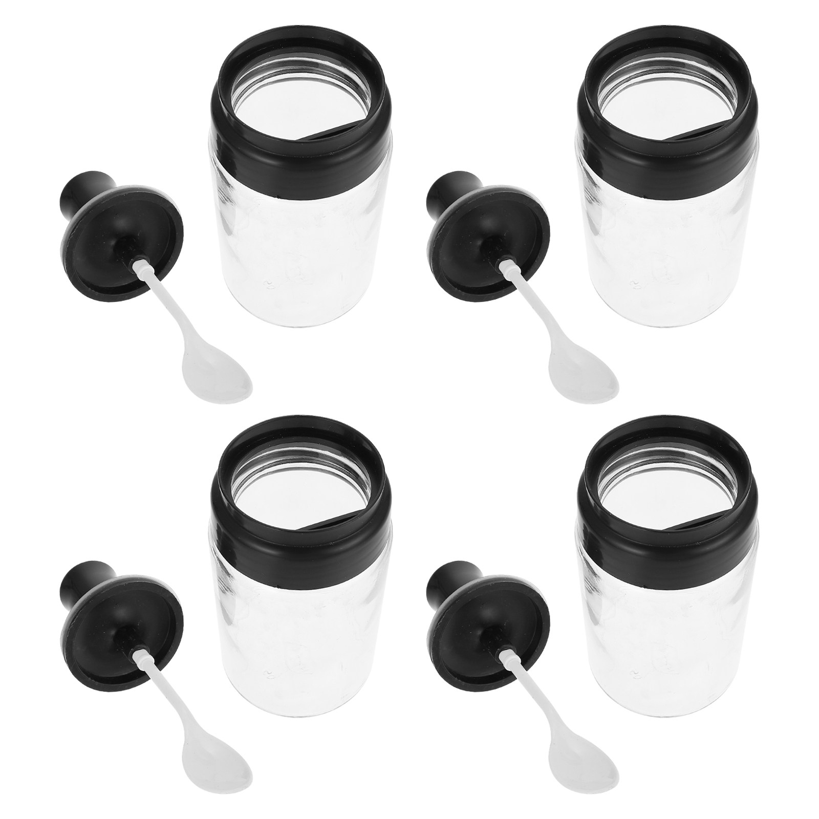 Meal Prep Jars With Lids - 4 adet cam baharat kavanozu kaşık