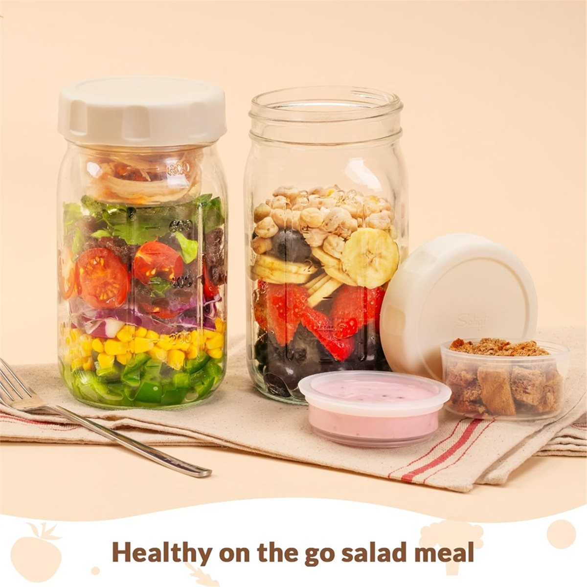 A67T YENİ 4'lü Cam Salata Kava - Meal Prep Jars With Lids incelemesi ve fiyatı