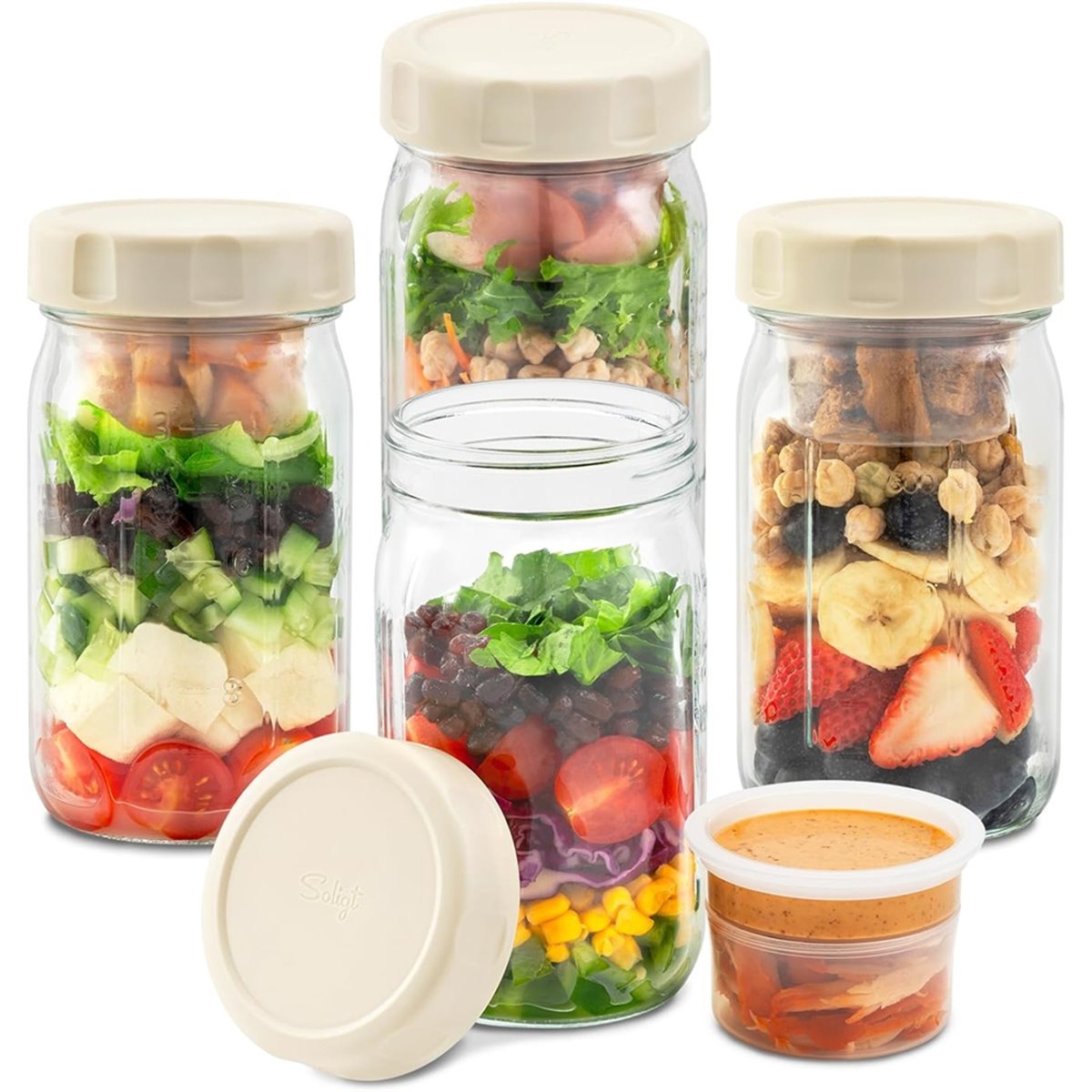 A67T YENİ 4'lü Cam Salata Kava - Meal Prep Jars With Lids incelemesi ve fiyatı